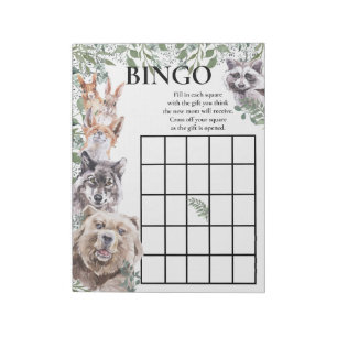 Baby Shower Bingo Waldtiere Aquarell Notizblock