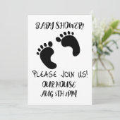 BABY SHOWER BLACK FOOT DRUCKEN SCRIPT INVITATIONEN EINLADUNG (Stehend Vorderseite)