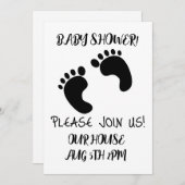 BABY SHOWER BLACK FOOT DRUCKEN SCRIPT INVITATIONEN EINLADUNG (Vorne/Hinten)