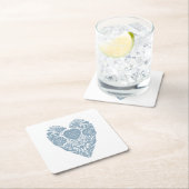 Baby Shower Blau Folklore Blumen Herz Rosa Rechteckiger Pappuntersetzer (Vor Ort)