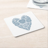 Baby Shower Blau Folklore Blumen Herz Rosa Rechteckiger Pappuntersetzer (angewinkelt)