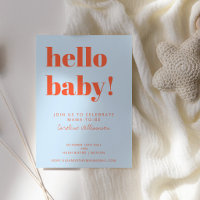 Baby Shower Blau Orange Bold Modern Geschlechtsneu