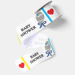 Baby-Shower Blaue Rasseln Satinband