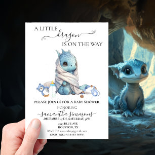 Baby Shower Blaues Drache Aquarell Acryleinladungen