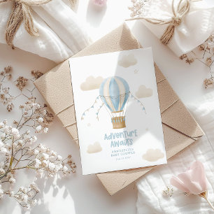 Baby-Shower Blaues Heißluftballon-Abenteuer wartet Einladung