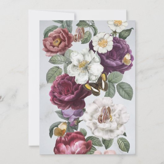 Baby Shower Bloom Butterfly Vintag Einladung (Rückseite)