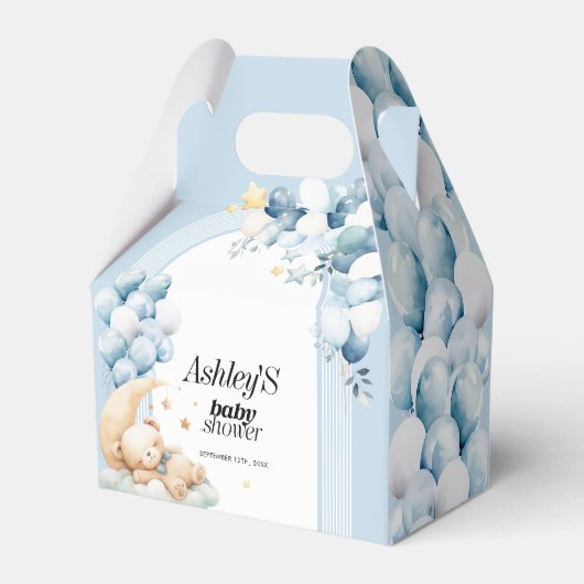 Baby Shower Blue Bars und Balloons Fvor Box Geschenkschachtel (Rückseite)