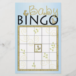 Baby Shower Blue BINGO "Gold Birds" Flyer