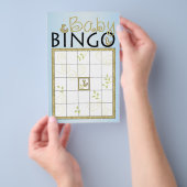 Baby Shower Blue BINGO "Gold Birds" Flyer (Handgriff)