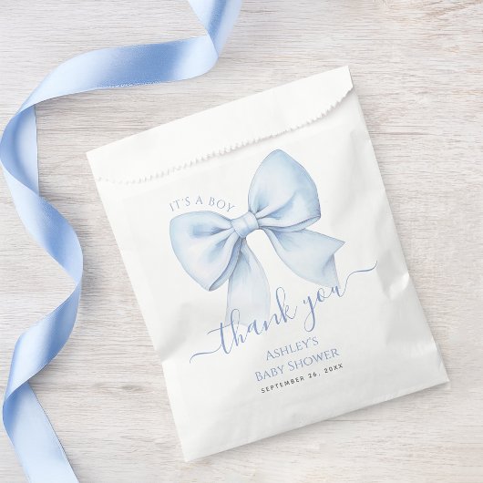 Baby Shower Blue Bow It's a Boy Thank You Geschenktütchen