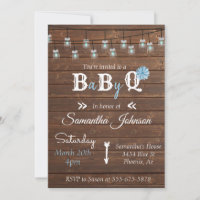 Baby Shower Blue Boy Party GRILLEN Rustic Wood