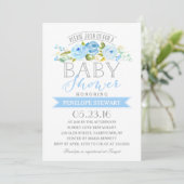 Baby Shower Blue | Einladung der Babydusche (Stehend Vorderseite)