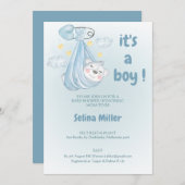 Baby-Shower-Blue-Einladung Einladung (Vorne/Hinten)