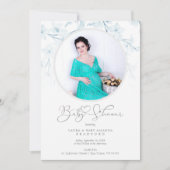 Baby Shower Blue Floral Botanical Photo Invitation (Vorderseite)