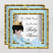 Baby Shower Blue Gold Boy Kronprinz 2 Einladung (Vorne/Hinten)