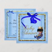 Baby Shower Blue Gold Boy Prince Einladung (Vorne/Hinten)