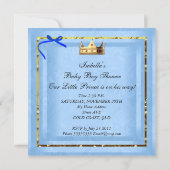 Baby Shower Blue Gold Boy Prince Einladung (Rückseite)