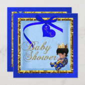 Baby Shower Blue Gold Boy Prince Einladung (Vorne/Hinten)