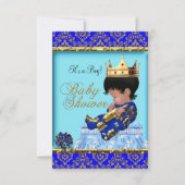 Baby Shower Blue Gold Boy Prince Einladung (Vorderseite)