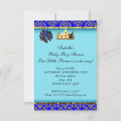 Baby Shower Blue Gold Boy Prince Einladung (Rückseite)