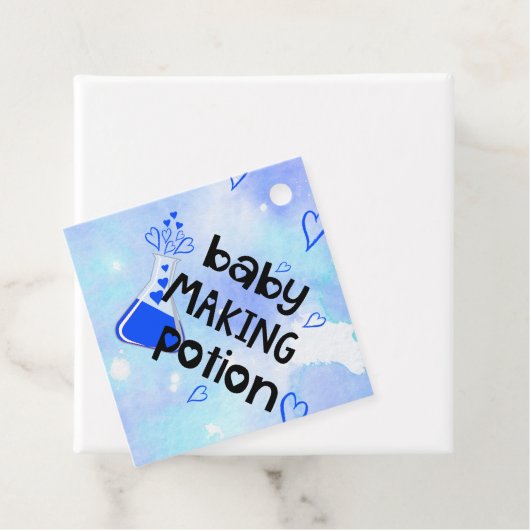 Baby Shower Blue Hearts Baby Making Potion Geschenkanhänger (Beispiel)