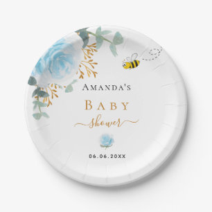 Baby Shower Blue Hummel Blumenjungen Pappteller