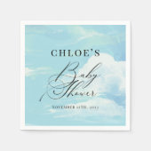 Baby Shower Blue Sky Clouds Serviette (Vorderseite)