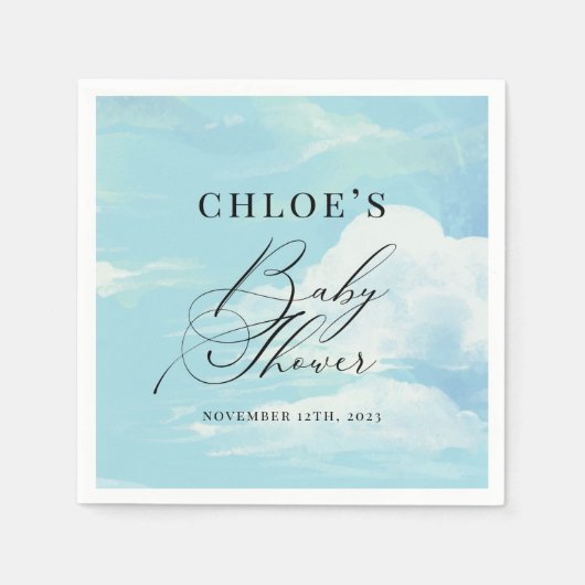 Baby Shower Blue Sky Clouds Serviette (Vorderseite)