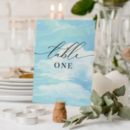 Baby Shower Blue Sky Clouds Table Card Tischnummer