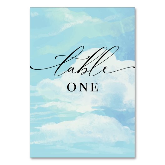 Baby Shower Blue Sky Clouds Table Card Tischnummer (Rückseite)