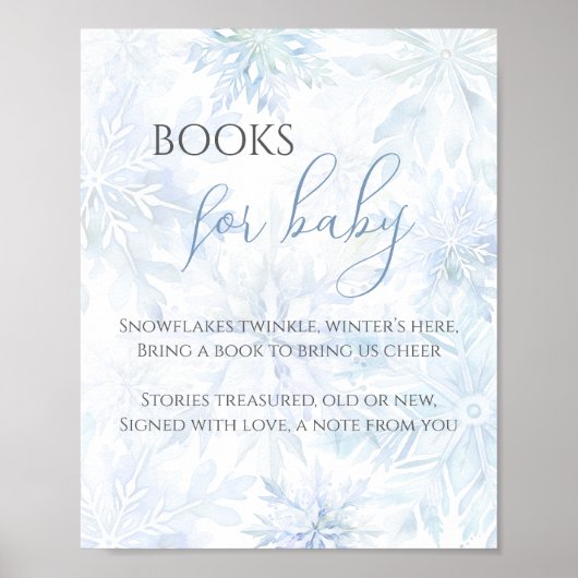 Baby Shower Blue Snowflake Books for Baby Poster (Vorne)