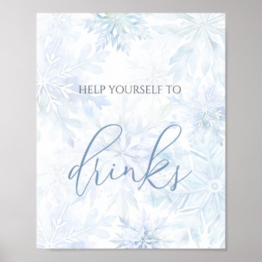 Baby Shower Blue Snowflake Drinks Poster (Vorne)