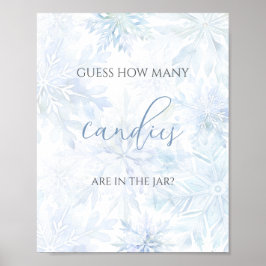 Baby Shower Blue Snowflake Guess How Many Candies Poster