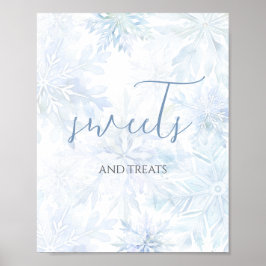 Baby Shower Blue Snowflake Sweets and Treats Poster