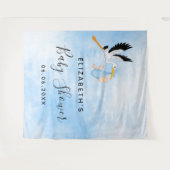 Baby Shower Blue Storch Junge niedlich Wandteppich (Vorderseite (Horizontal))