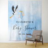 Baby Shower Blue Storch Junge niedlich Wandteppich (Beispiel)