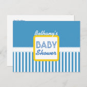 BABY SHOWER Blue Stripes Muster G01J für Junge Ankündigungspostkarte (Vorne/Hinten)