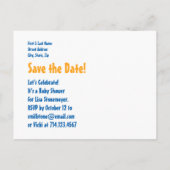 BABY SHOWER Blue Stripes Muster G01J für Junge Ankündigungspostkarte (Rückseite)