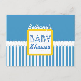 BABY SHOWER Blue Stripes Muster G01J für Junge Ankündigungspostkarte