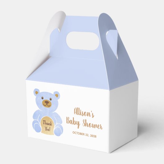 Baby Shower Blue Teddy Bear Vielen Dank Geschenkschachtel (Vorderseite)