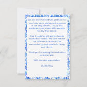 Baby Shower Blue Tiles Lemons bougainvillea Dankeskarte (Rückseite)