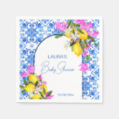 Baby Shower Blue Tiles Lemons bougainvillea Serviette (Vorderseite)