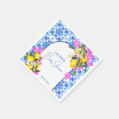 Baby Shower Blue Tiles Lemons bougainvillea Serviette (Ecke)