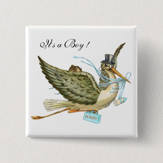 BABY SHOWER Blue White " It's a Boy" Button (Vorderseite)