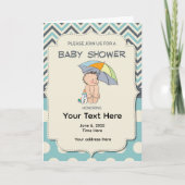 Baby Shower Blue Yellow Invitation Karte (Vorderseite)