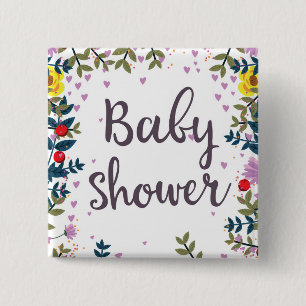 Baby-Shower-Blumen-Einladung Button