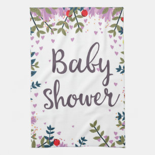 Baby-Shower-Blumen-Einladung Geschirrtuch