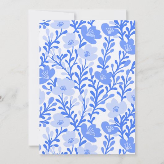 BABY SHOWER Blumenarch Blaue Blume Muster CUSTOM Einladung (Rückseite)