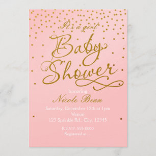 BABY SHOWER Blush Pink & Gold Confetti Einladung