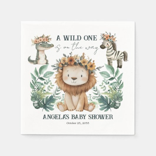 Baby Shower Boho Safari Lion Serviette (Vorderseite)